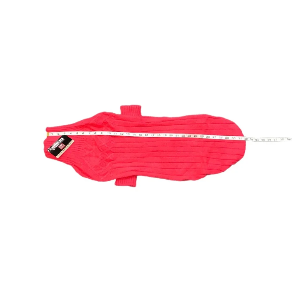 Doggiduds XXL Poppy Coral Pink‎ Dog Cable Knit  Sweater Pet Apparel  - NEW